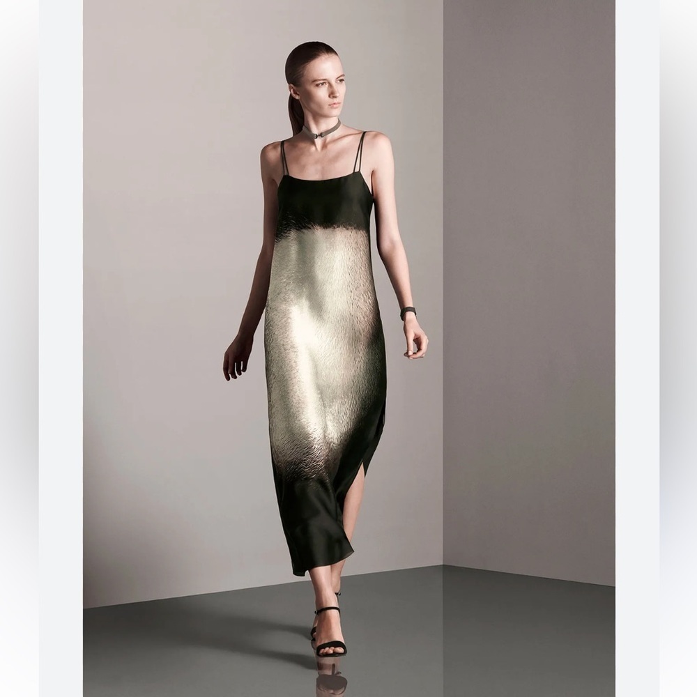 Halston Heritage designer double strap long slip flowing dress small - Picture 3 of 5